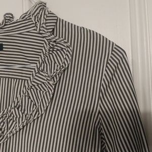 Ruffled-Collar Striped Shirt